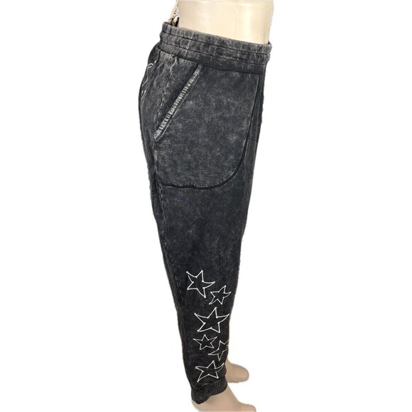 Lovesick +6 Black Acid Wash Drawstring Star Skeleton Bones Graphic Jogger Pants - Picture 5 of 7